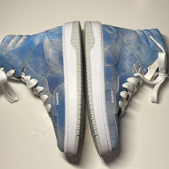 NWOB HUGO Sneakers Size 7 / 37 Killian Hilto High Tops Blue Grey Watercolor - Picture 6 of 12